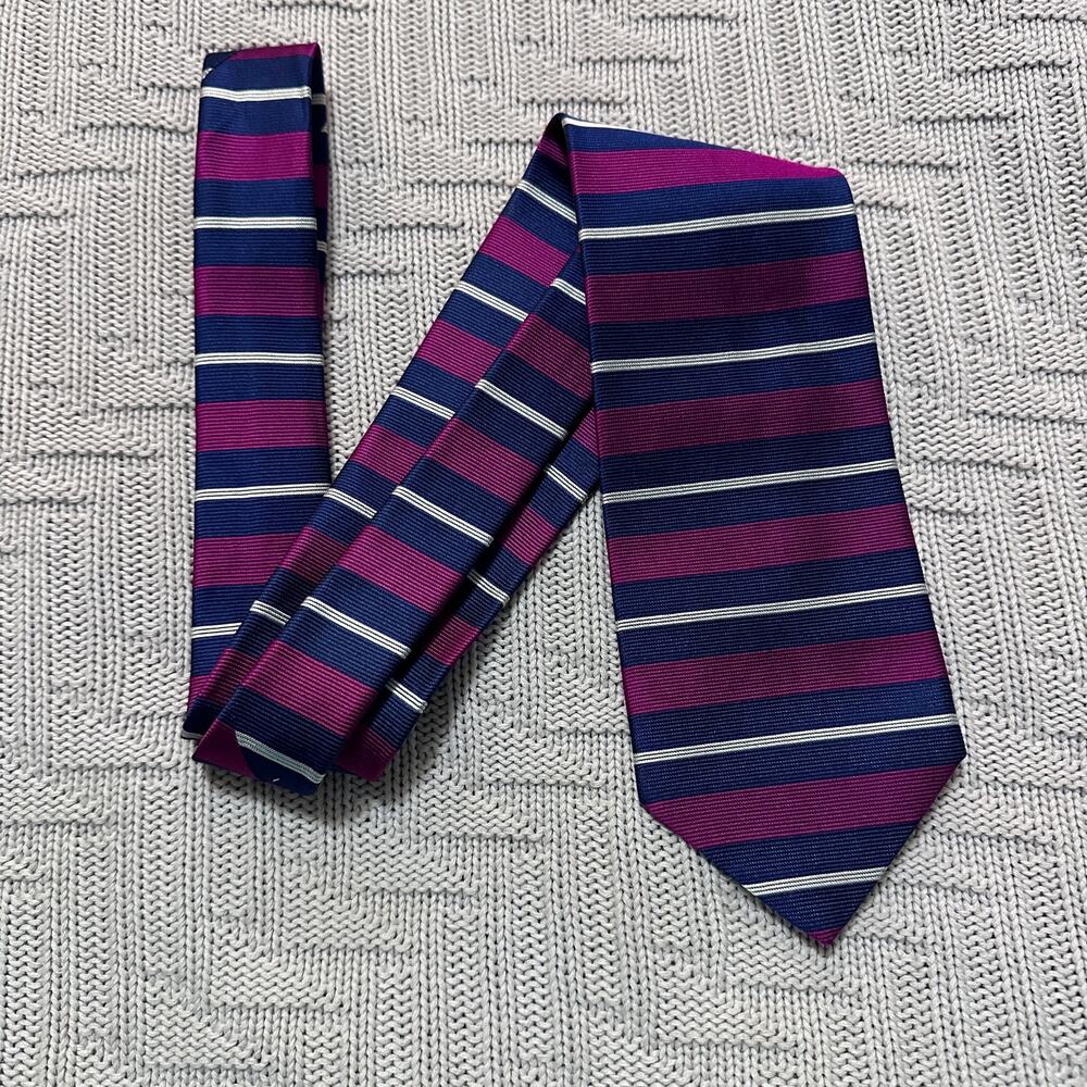 Brooks Brothers purple and navy horizontal striped silk tie